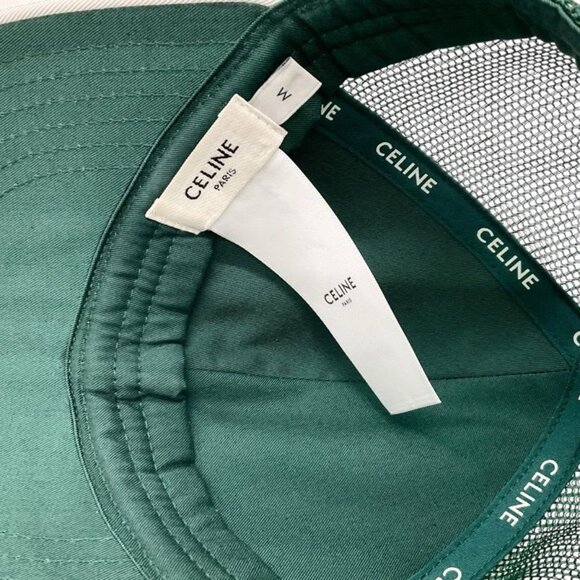 Celine Cap Hat Green White Gold Triomphe Mesh Cap Baseball Cap Cotton main image 8